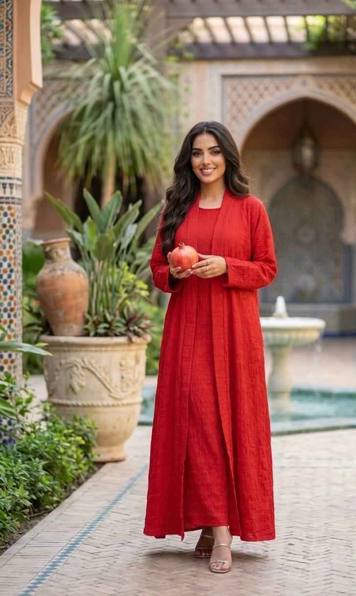 Ruby Dubai Crepe Abaya Set