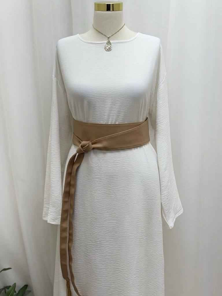 Dark Beige Elegance Satin Wrap Belt