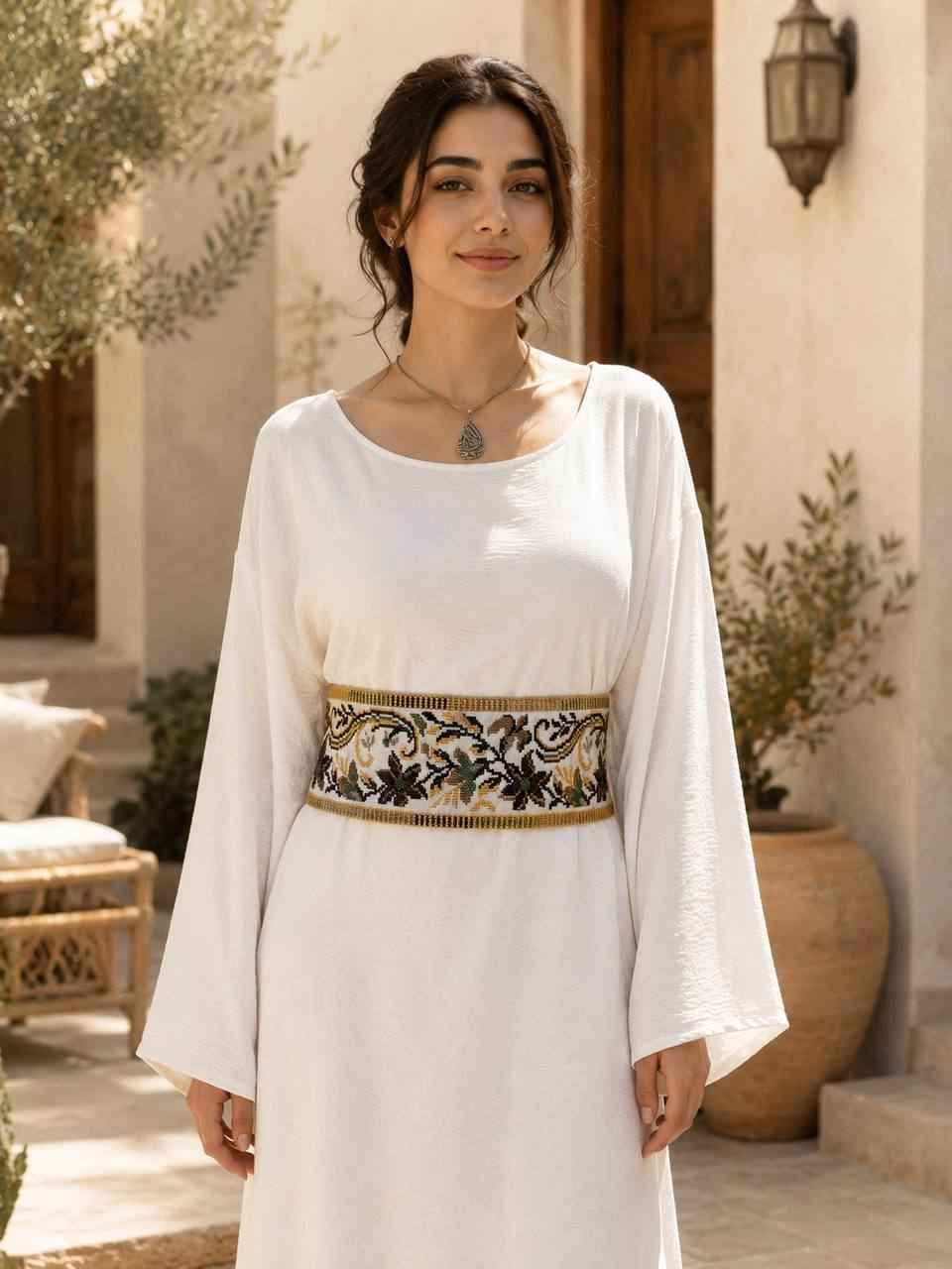 Olive Bloom Embroidered Belt