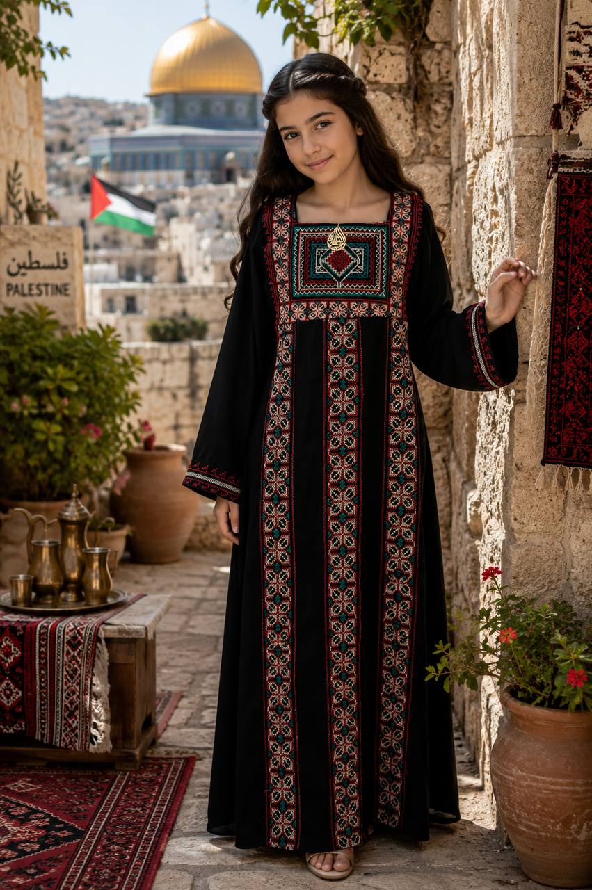 Bint Al-Khalil Embroidered Girls Abaya