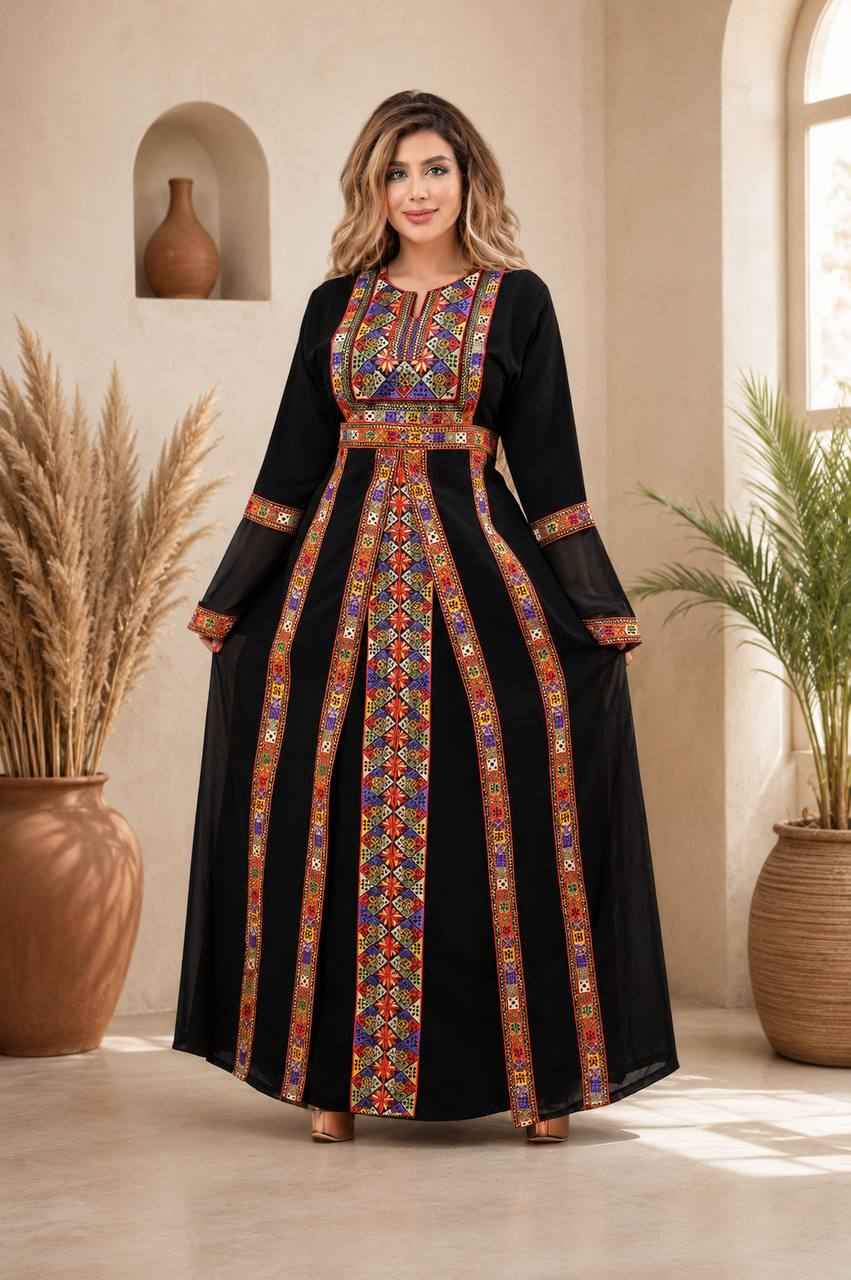 Dalal Embroidered Crepe Abaya