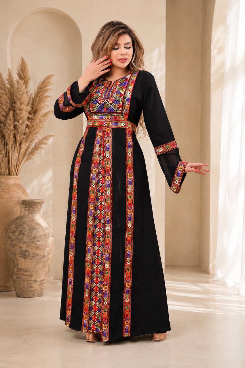 Dalal Embroidered Crepe Abaya