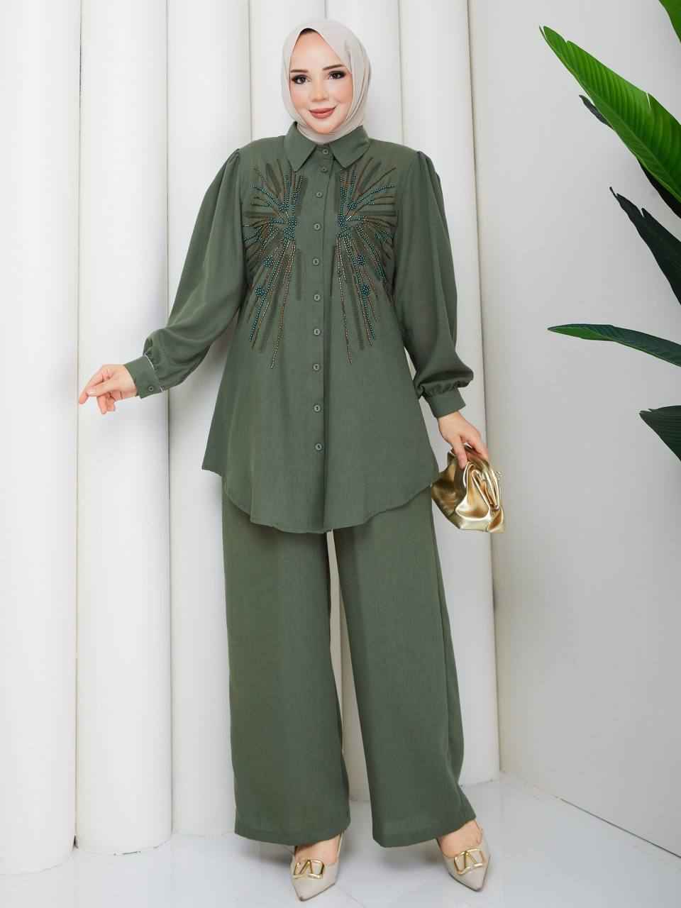 Hand-Embroidered Soft Linen Two-Piece Set