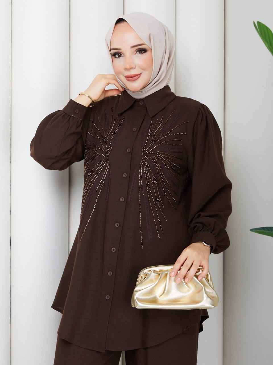 Hand-Embroidered Soft Linen Two-Piece Set