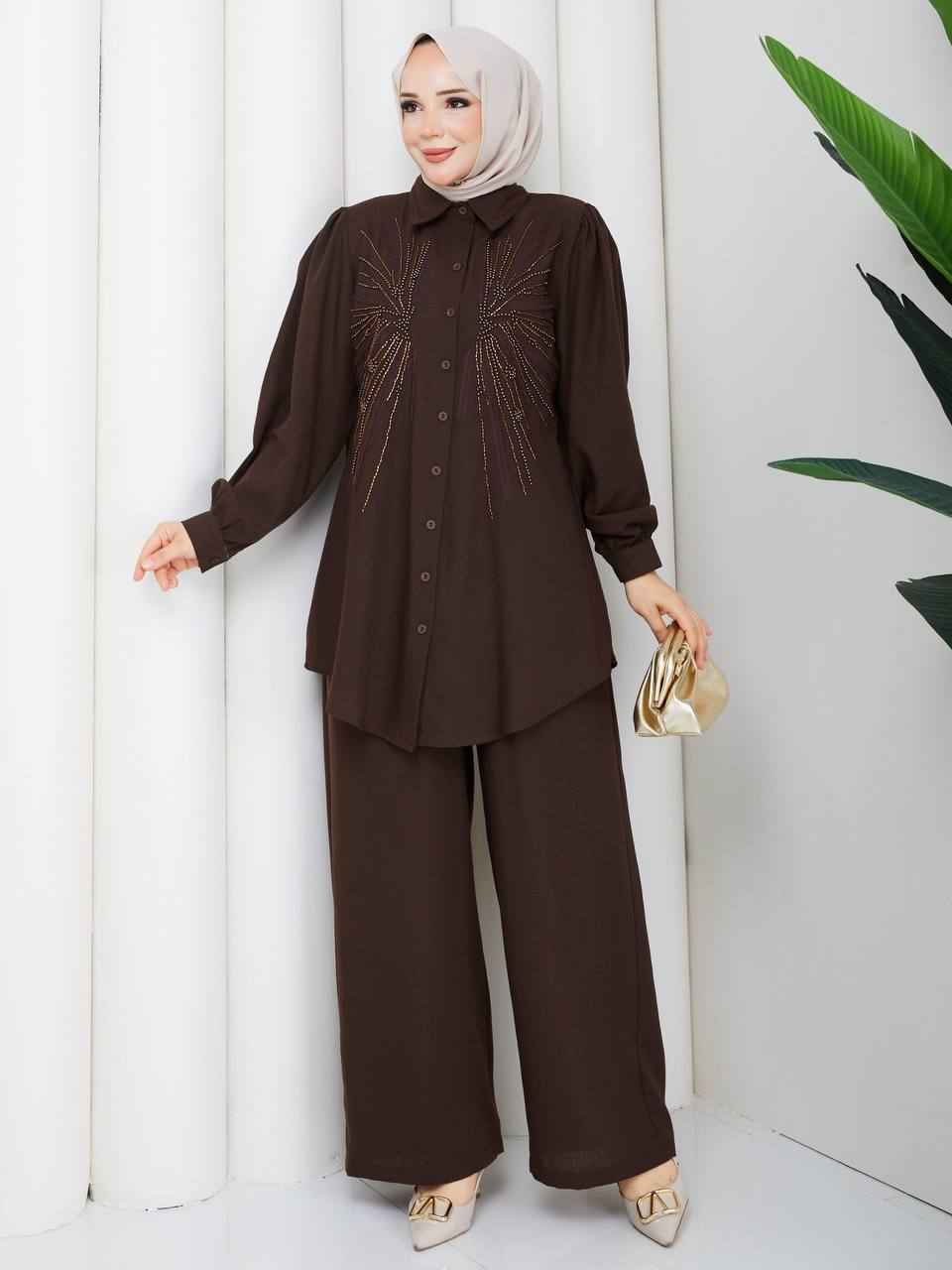 Hand-Embroidered Soft Linen Two-Piece Set
