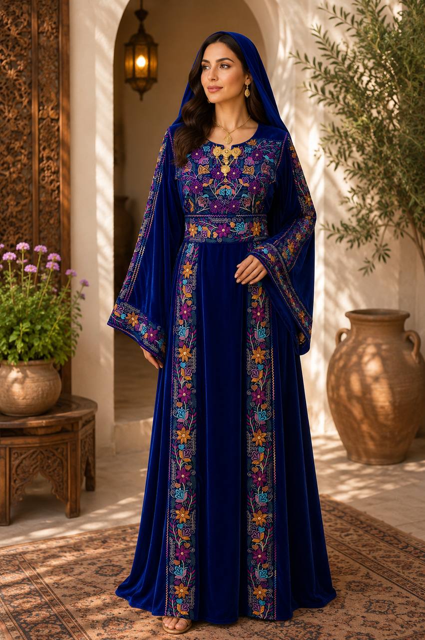 Noul Embroidered Velvet Thobe