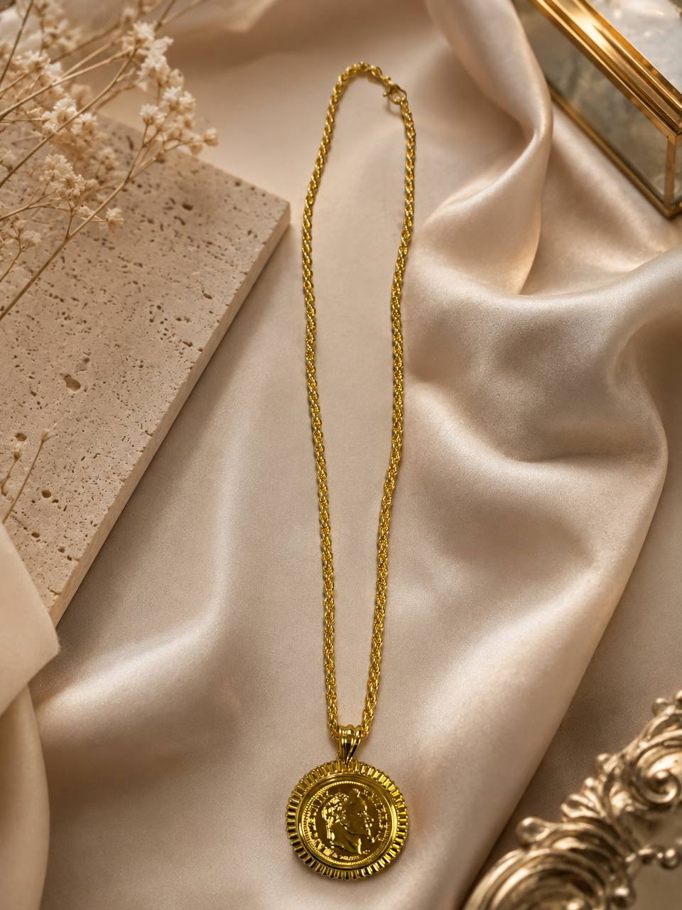 Golden Coin Medallion Necklace