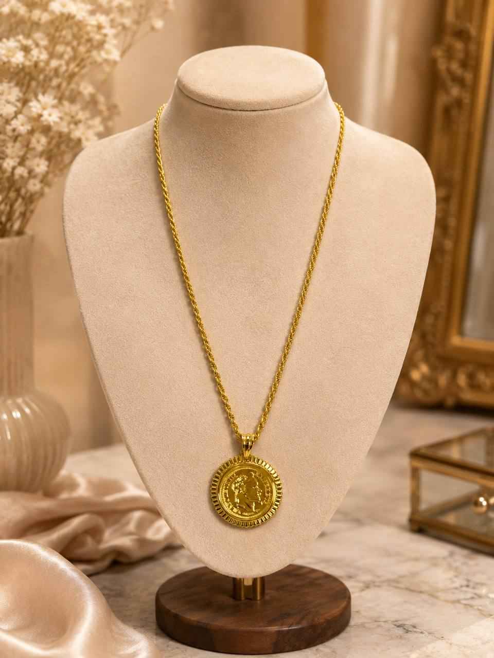 Golden Coin Medallion Necklace
