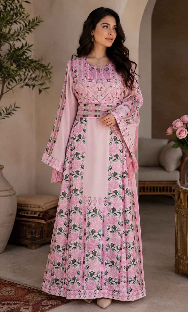 Dejan Embroidered Thobe with Beaded Manajel Details