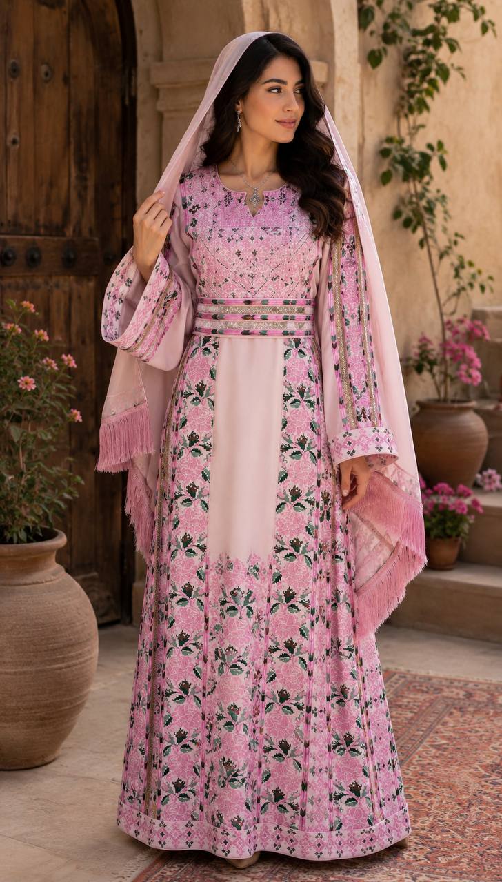 Dejan Embroidered Thobe with Beaded Manajel Details