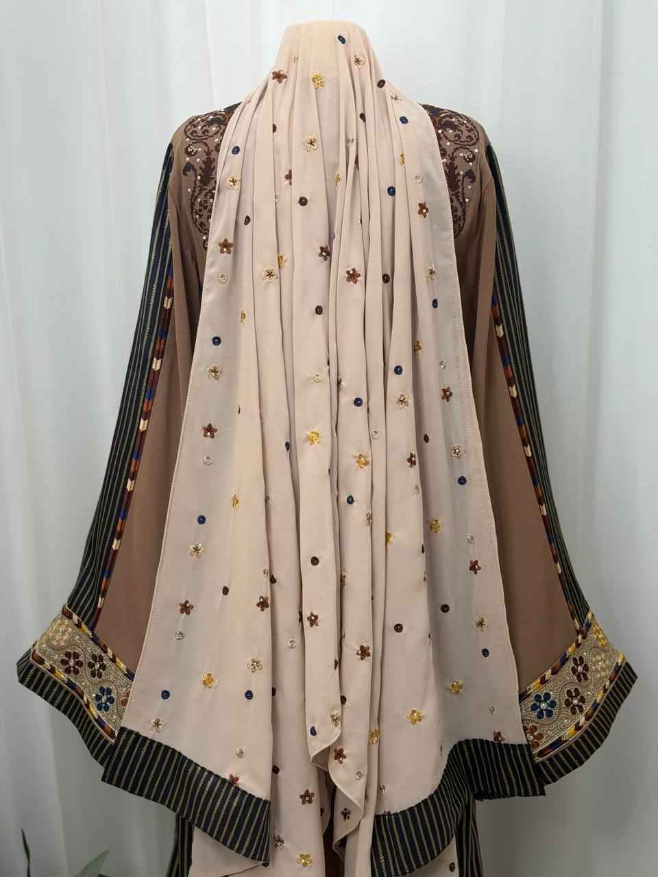 Shereen Embroidered Chiffon Scarf