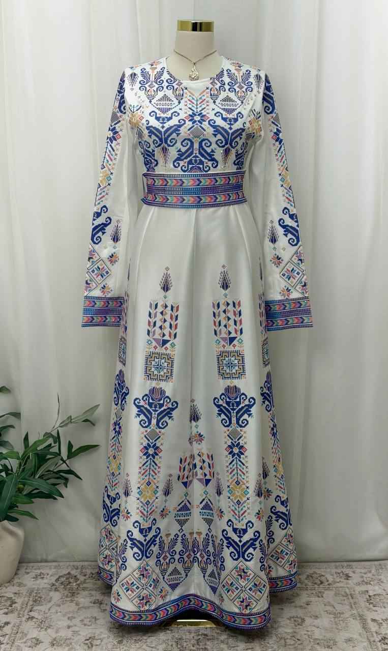 Hala Embroidered Satin Dress