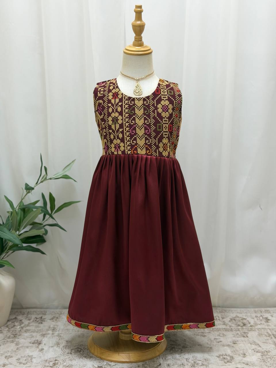 Eileen Embroidered Satin Dress