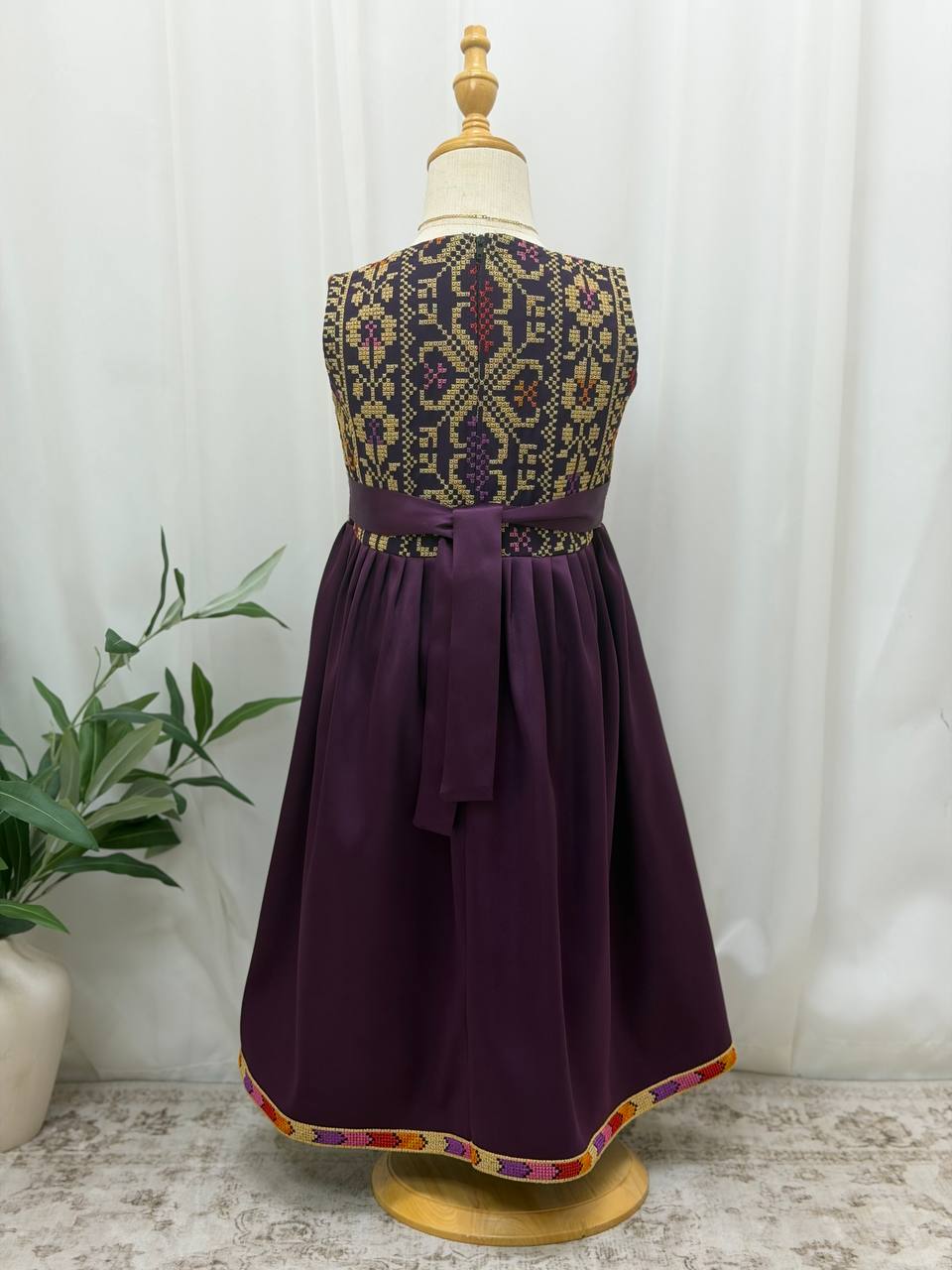 Eileen Embroidered Satin Dress