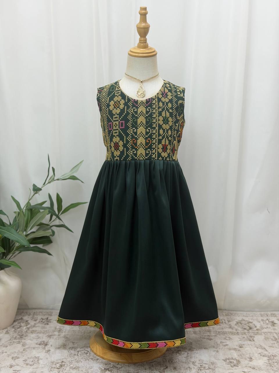 Eileen Embroidered Satin Dress