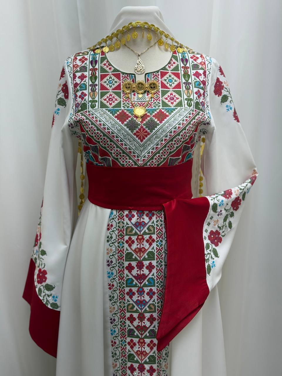 Yasmeen Coin-Trimmed Tie Shawl-Khirka