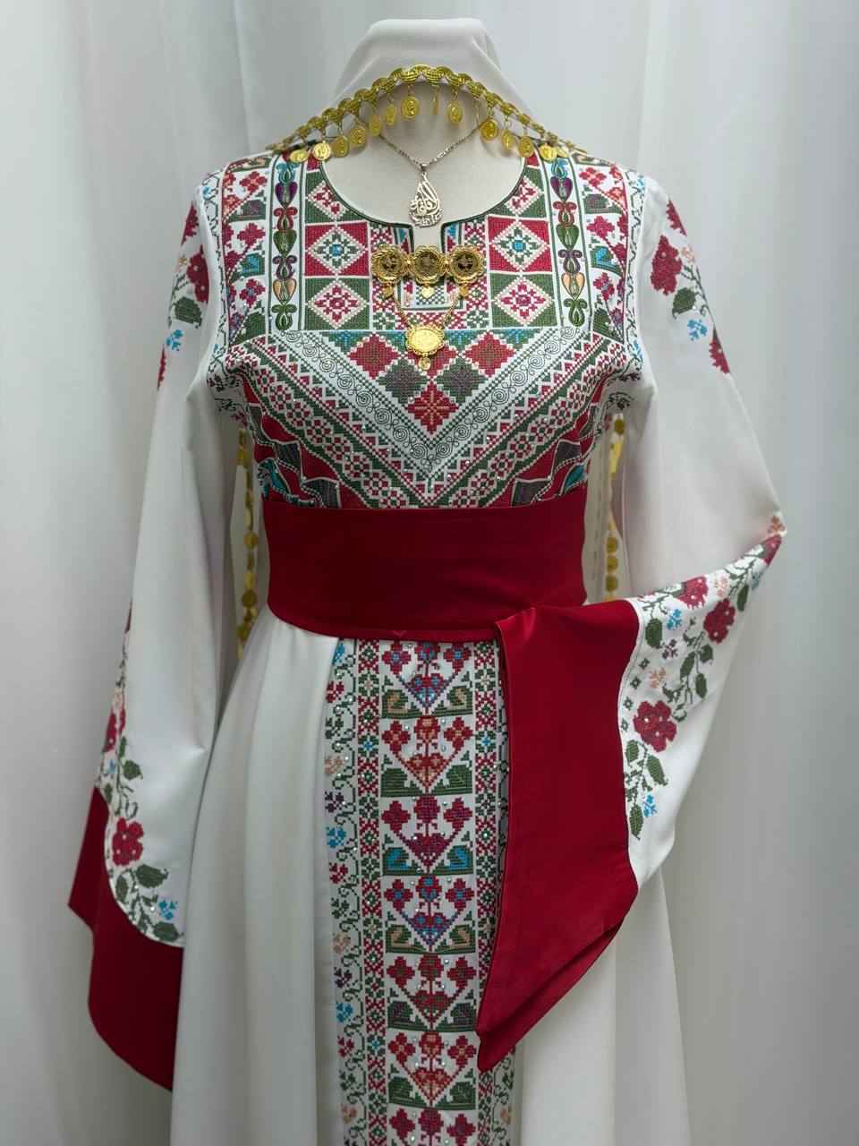 Yasmeen Coin-Trimmed Tie Shawl-Khirka