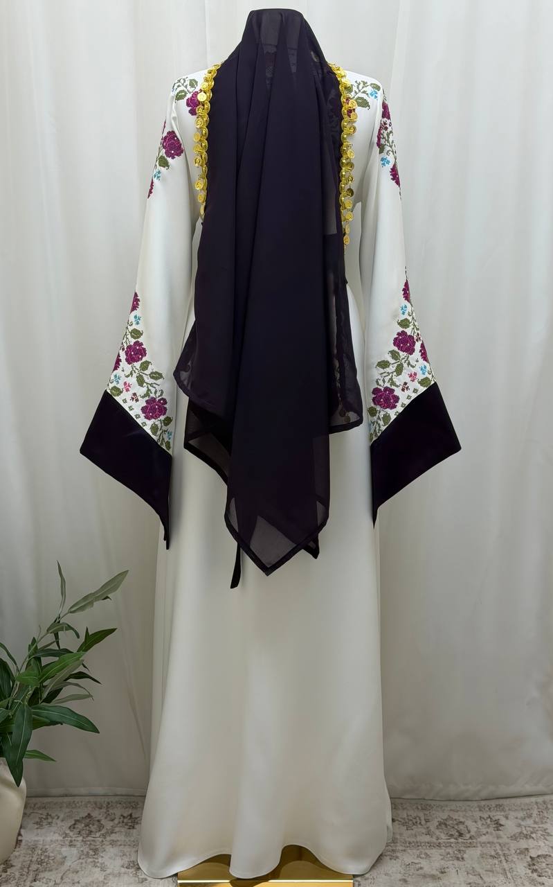 Yasmeen Coin-Trimmed Tie Shawl-Khirka