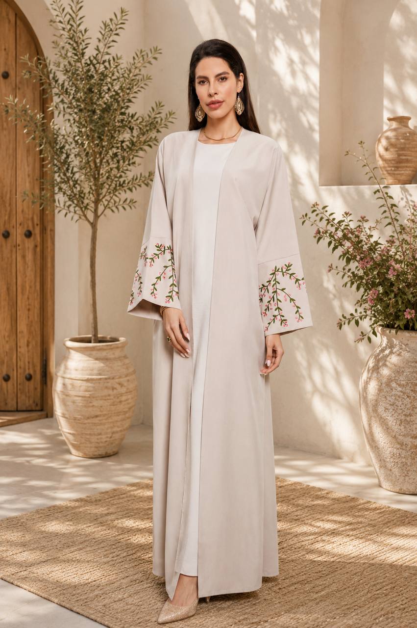Lavender Floral Open Abaya
