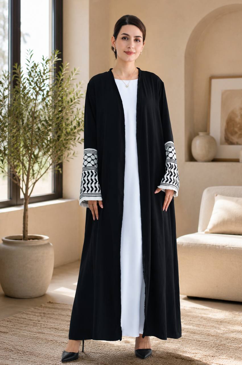 Palestinian Keffiyeh Yurya Open Cardigan Abaya