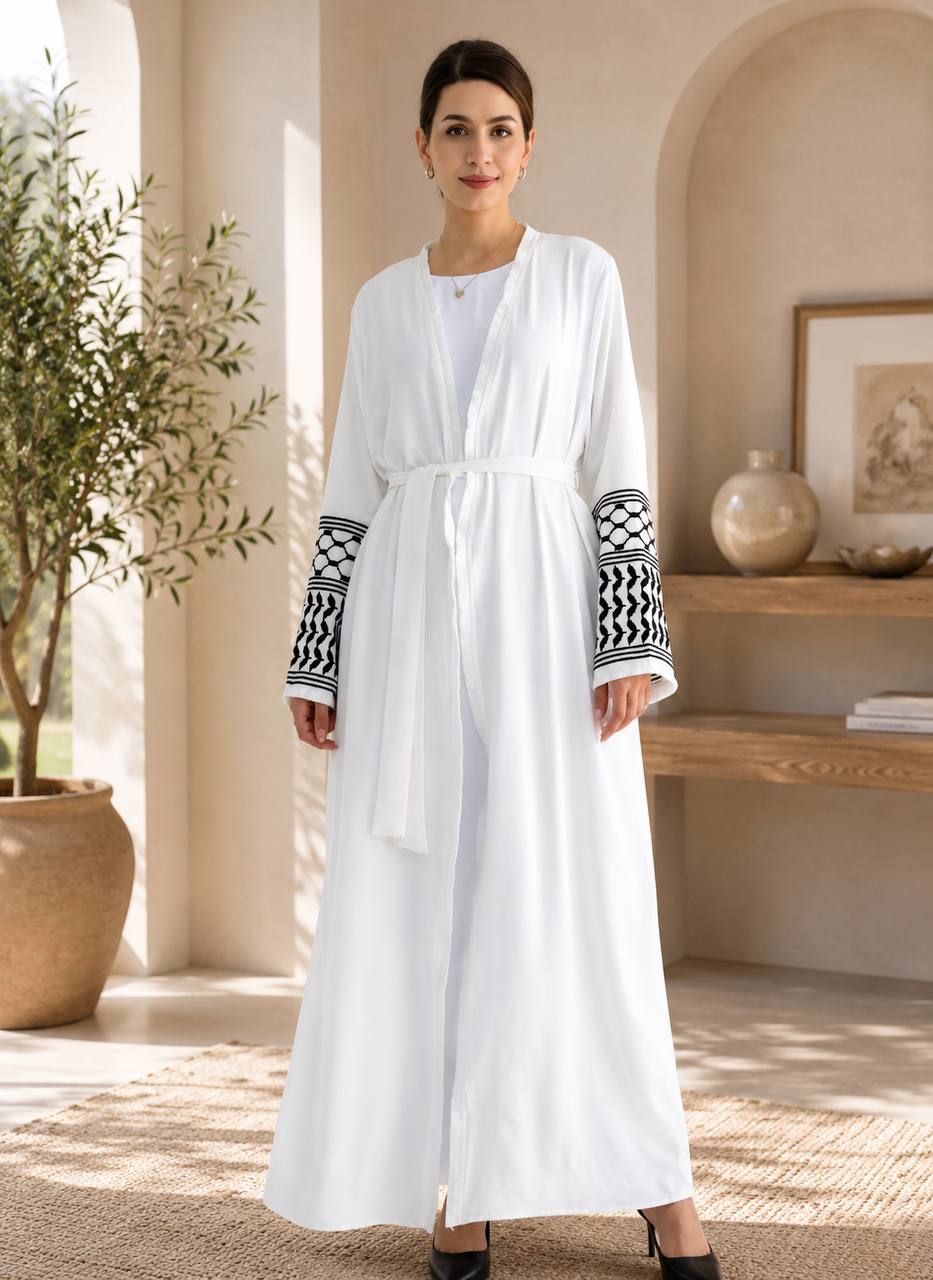 Palestinian Keffiyeh Yurya Open Cardigan Abaya
