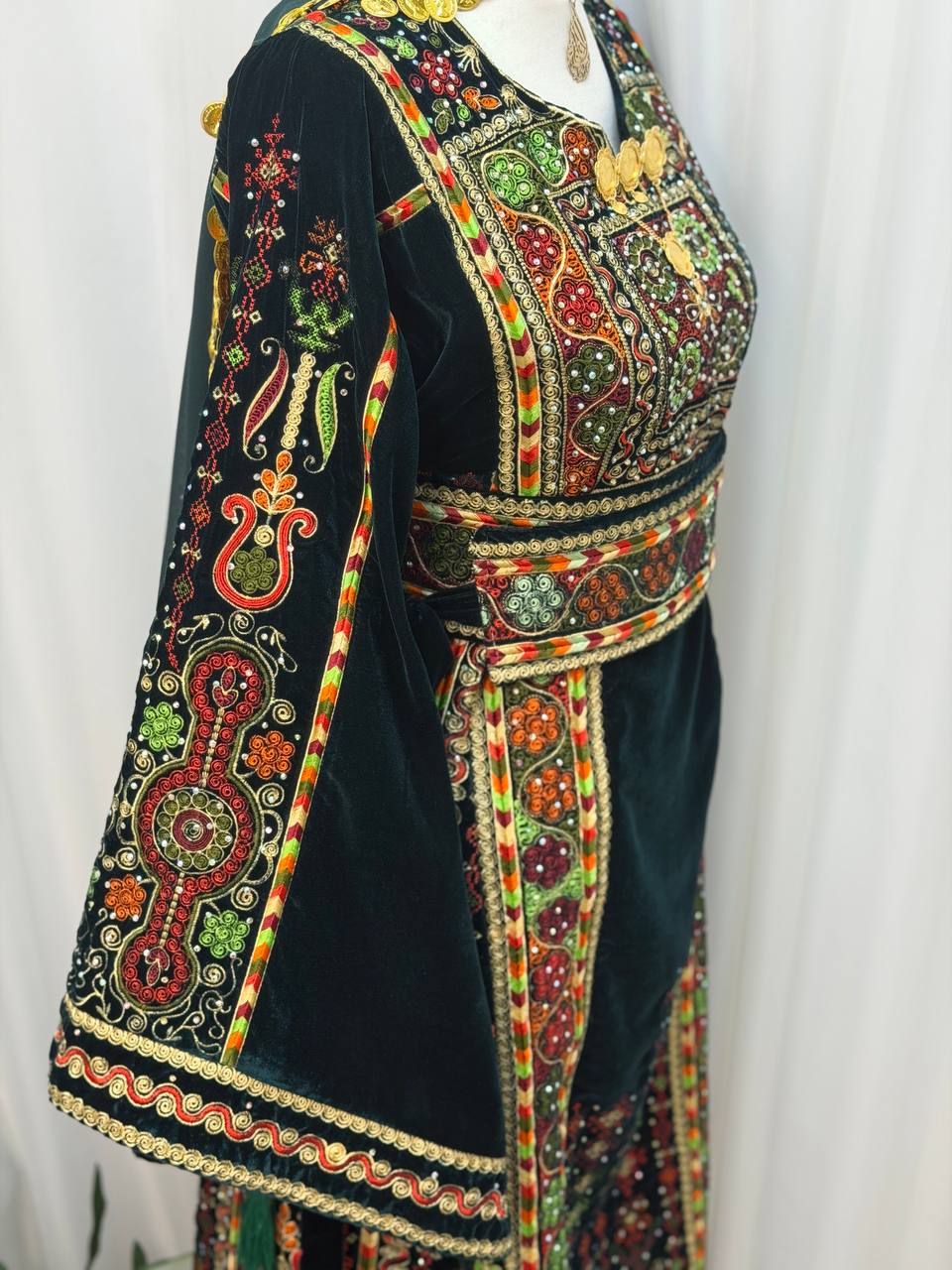 Emerald Green Velvet Palestinian Thobe