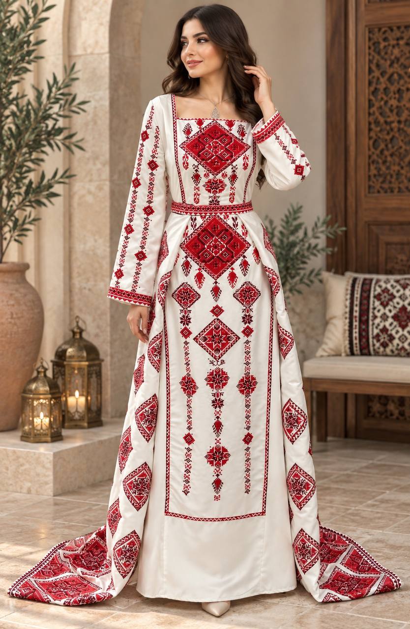 Dalila Embroidered Satin Thobe