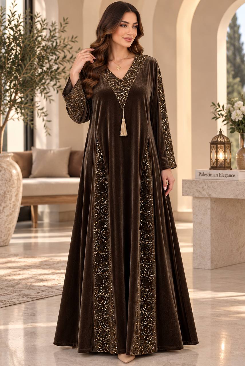 Velvet Embroidered Jalabiya