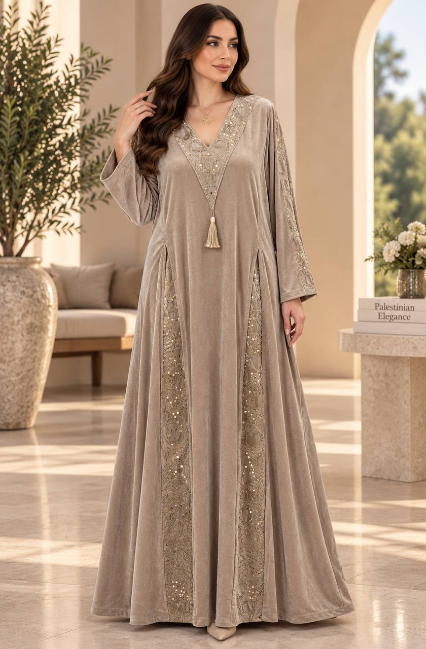 Velvet Embroidered Jalabiya