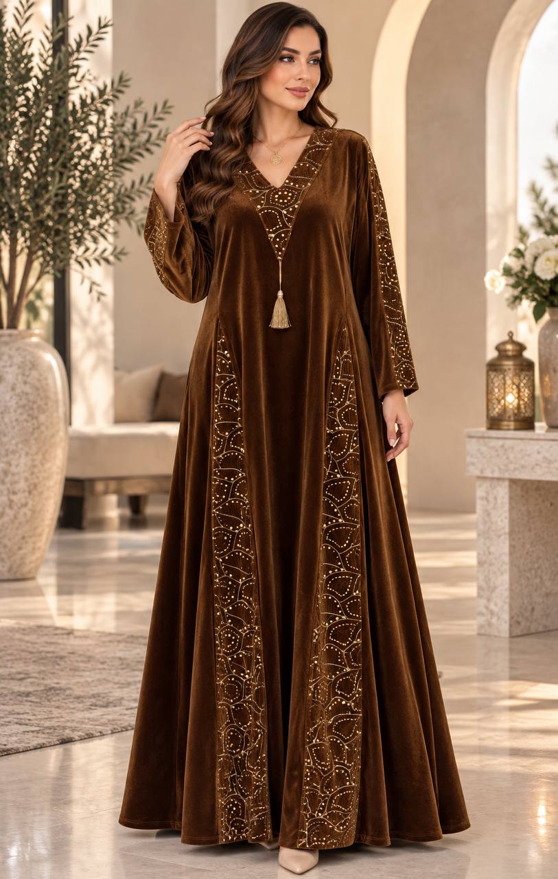 Velvet Embroidered Jalabiya