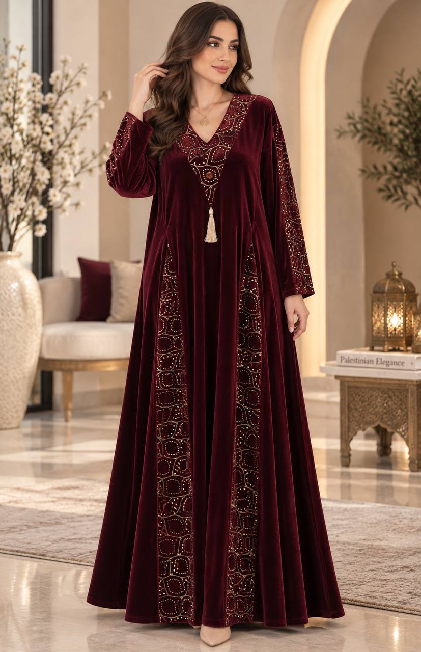 Velvet Embroidered Jalabiya