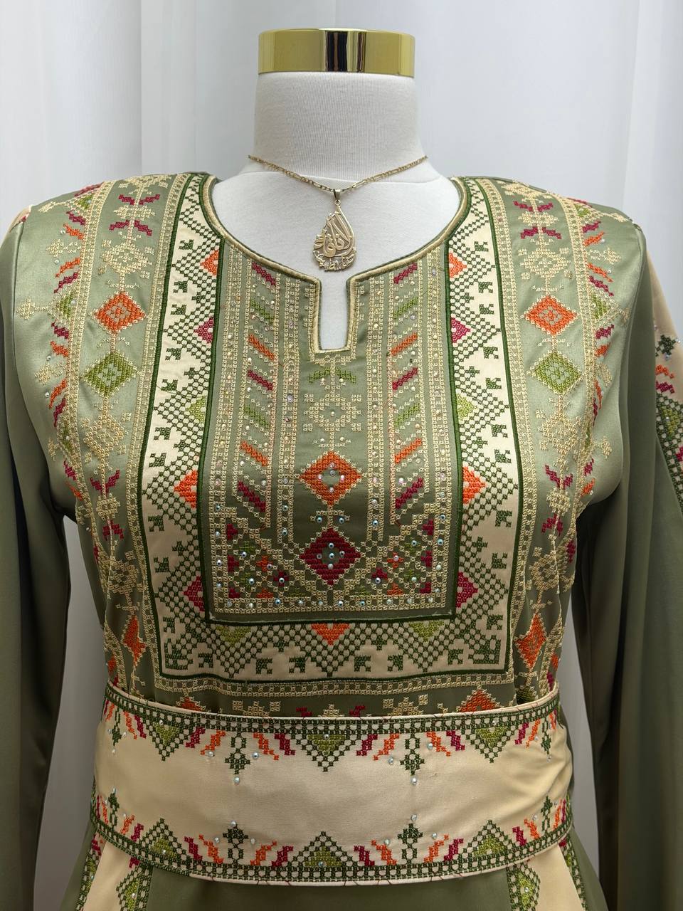 Four-Panel Embroidered Satin Thobe