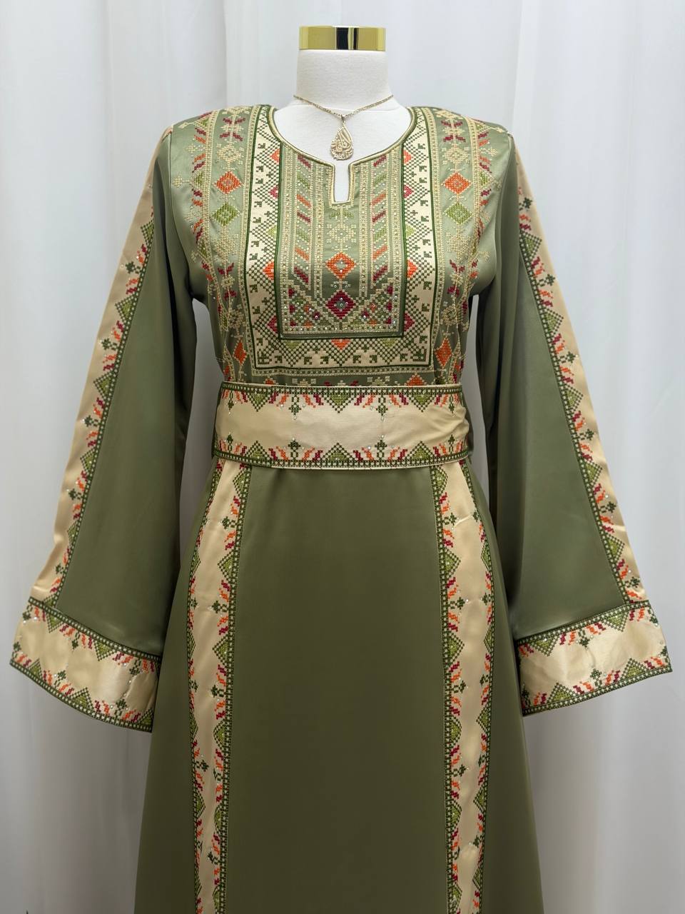 Four-Panel Embroidered Satin Thobe