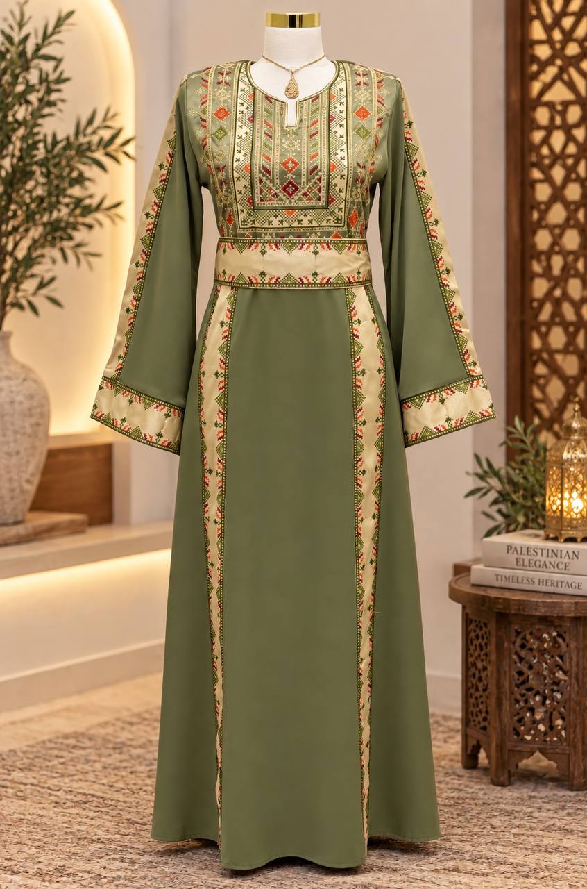 Four-Panel Embroidered Satin Thobe