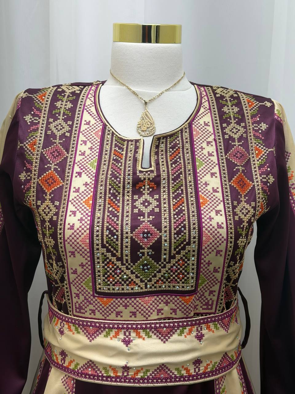 Four-Panel Embroidered Satin Thobe