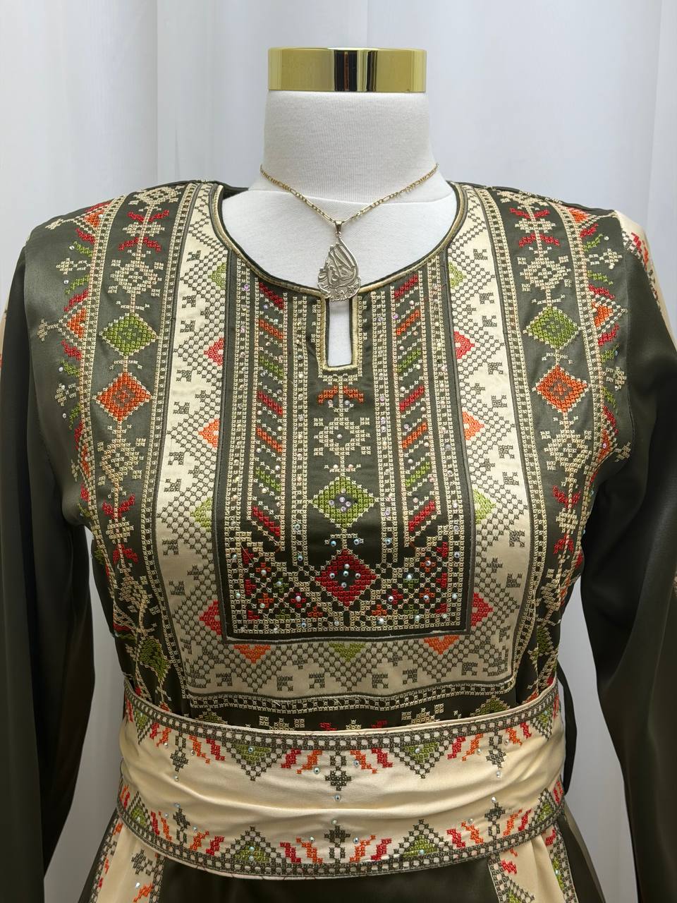 Four-Panel Embroidered Satin Thobe