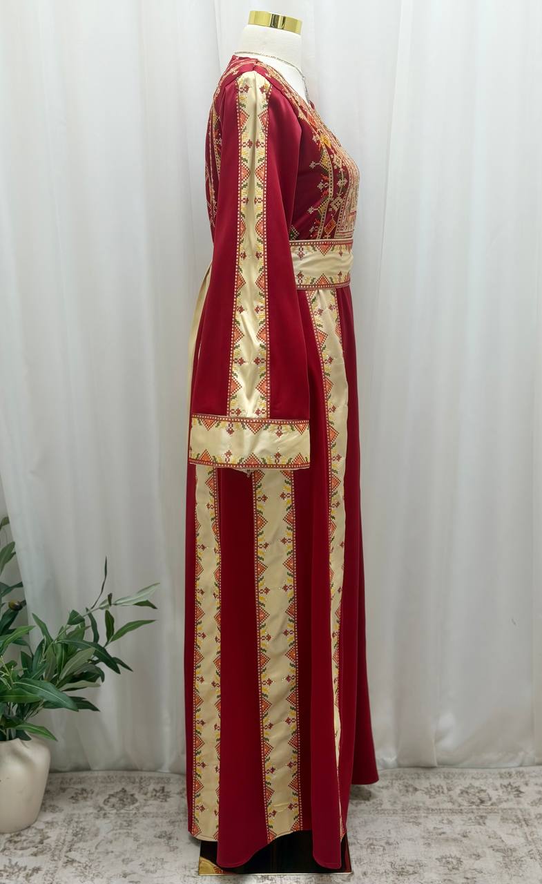 Four-Panel Embroidered Satin Thobe