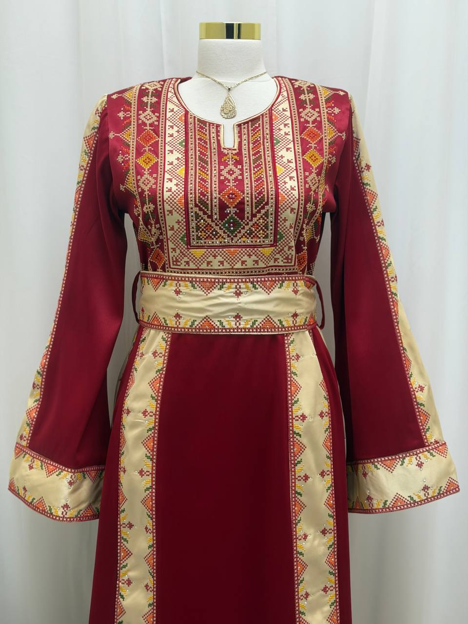 Four-Panel Embroidered Satin Thobe