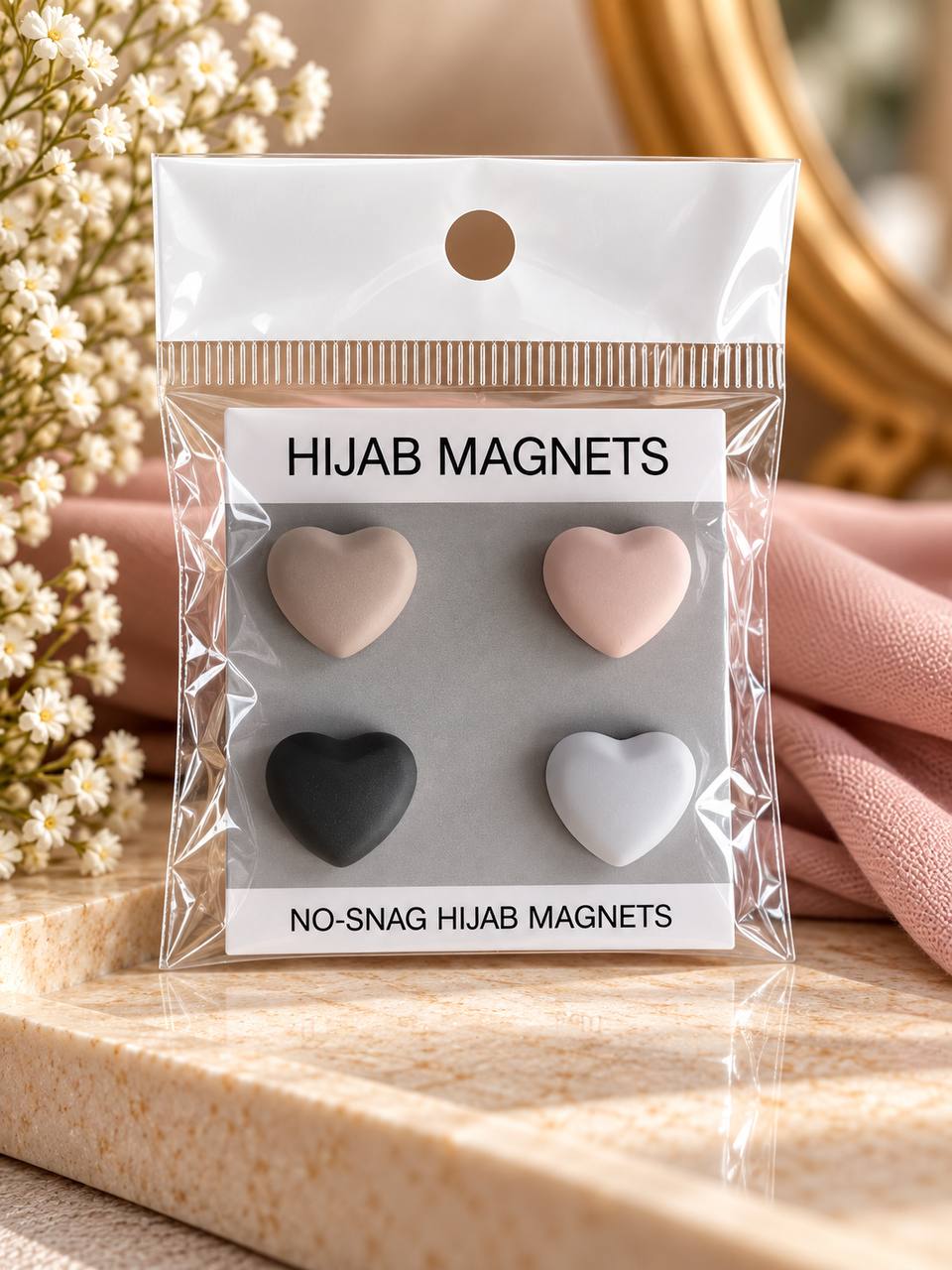 Stylish Hijab Magnetic Pins – 4-Piece Set