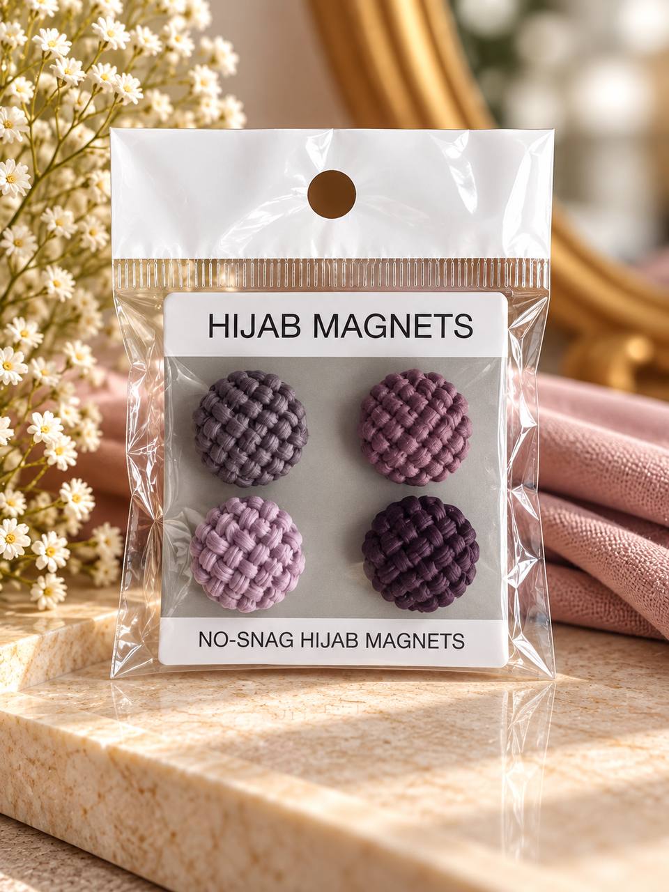 Stylish Hijab Magnetic Pins – 4-Piece Set