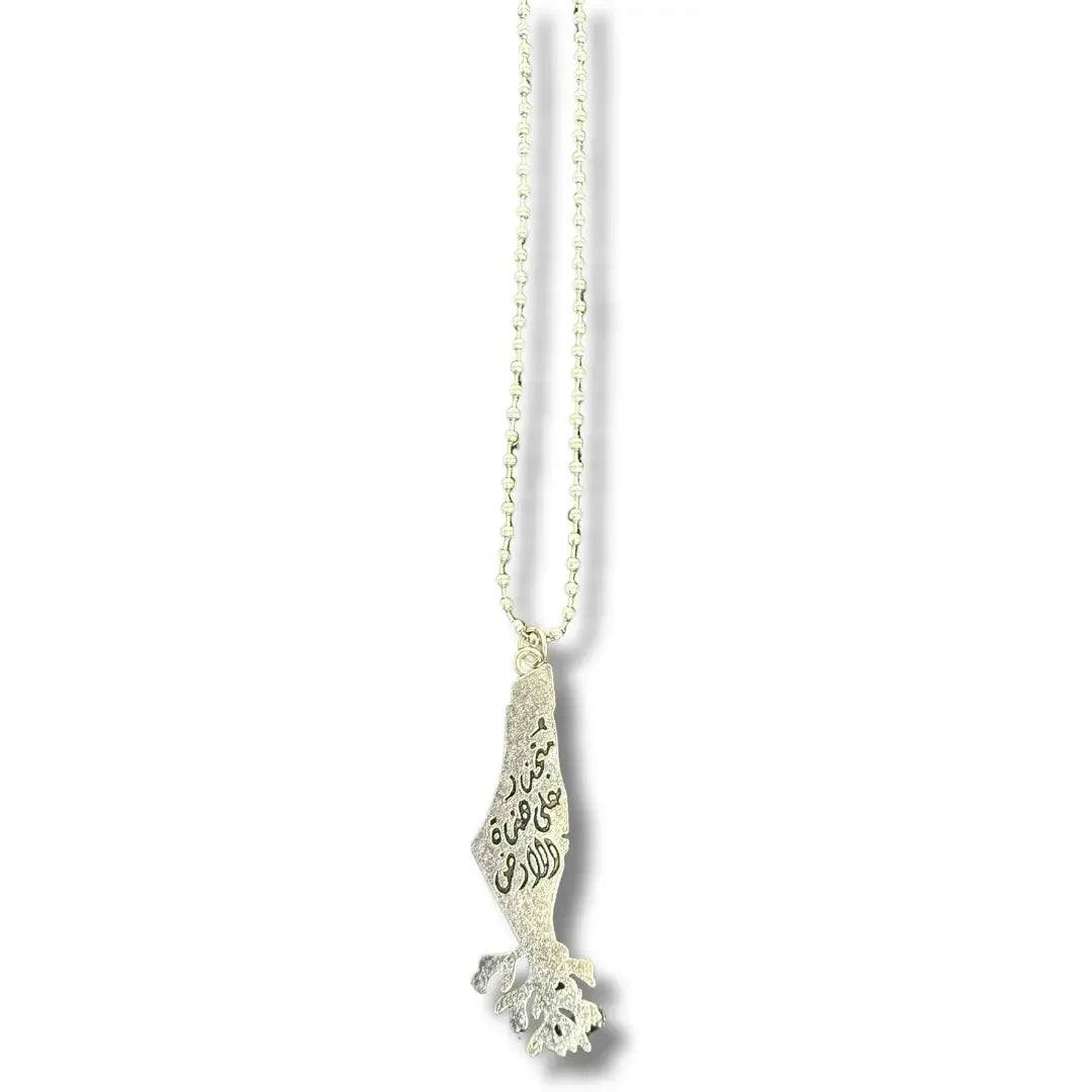 Palestine Map Pendant Necklace – Silver Tone