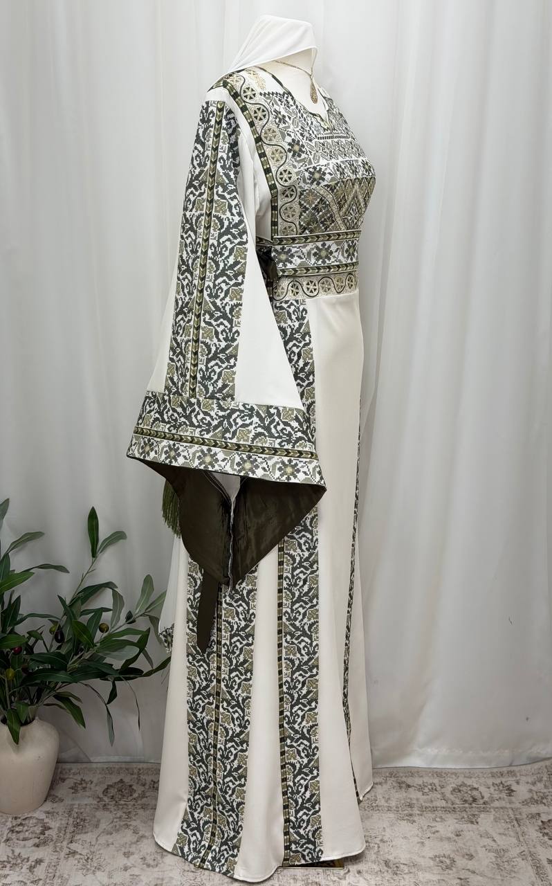 Mayyas – Palestinian Embroidered Thobe with Belt & Shawl