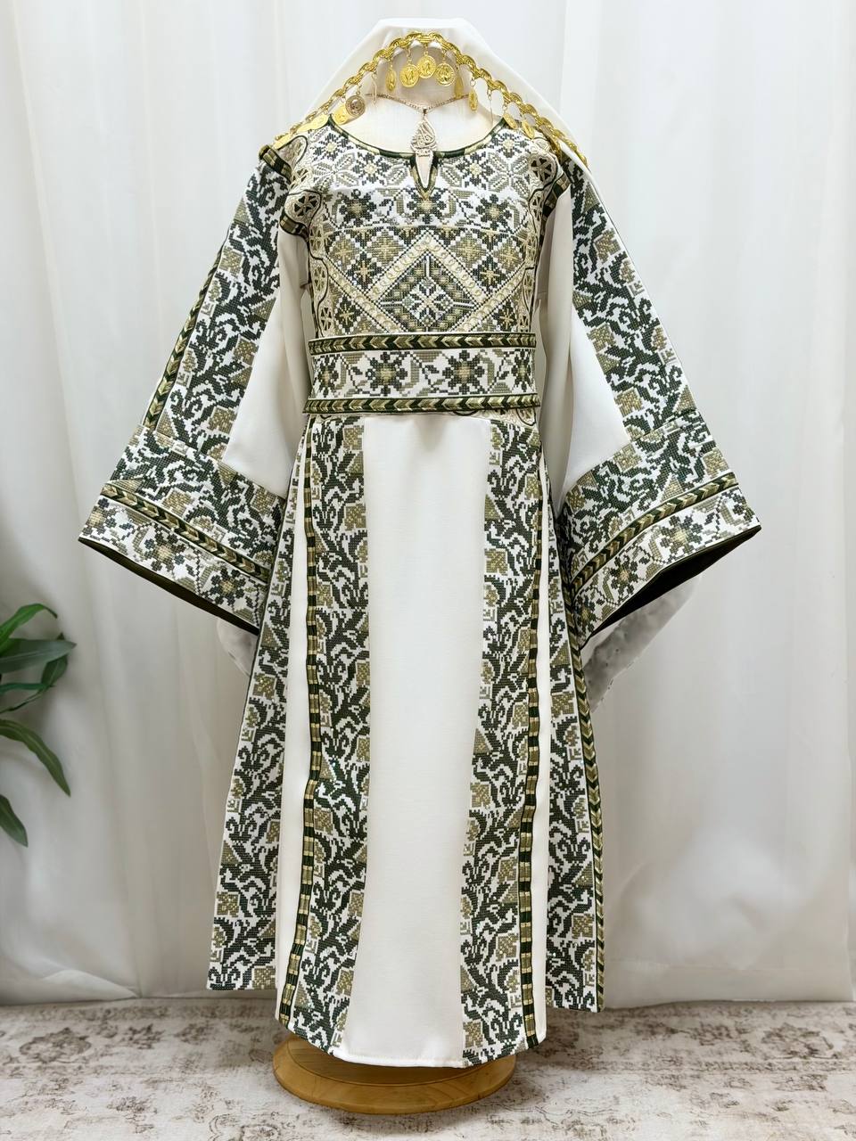 Mayyas – Girls’ Palestinian Embroidered Thobe with Belt & Shawl