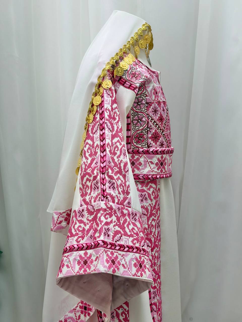 Bisan – Girls’ Palestinian Embroidered Thobe Set with Belt & Shawl