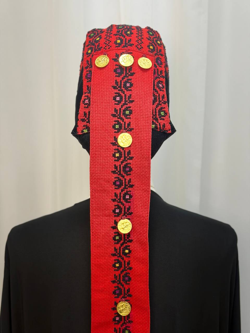 Palestinian Hand-Embroidered Coin Headdress