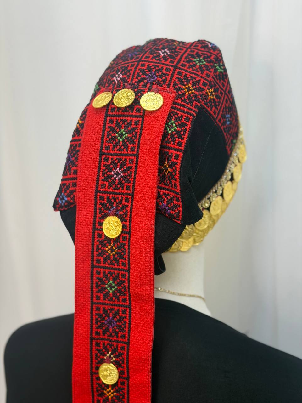 Asayel – Palestinian Hand-Embroidered Coin Headpiece