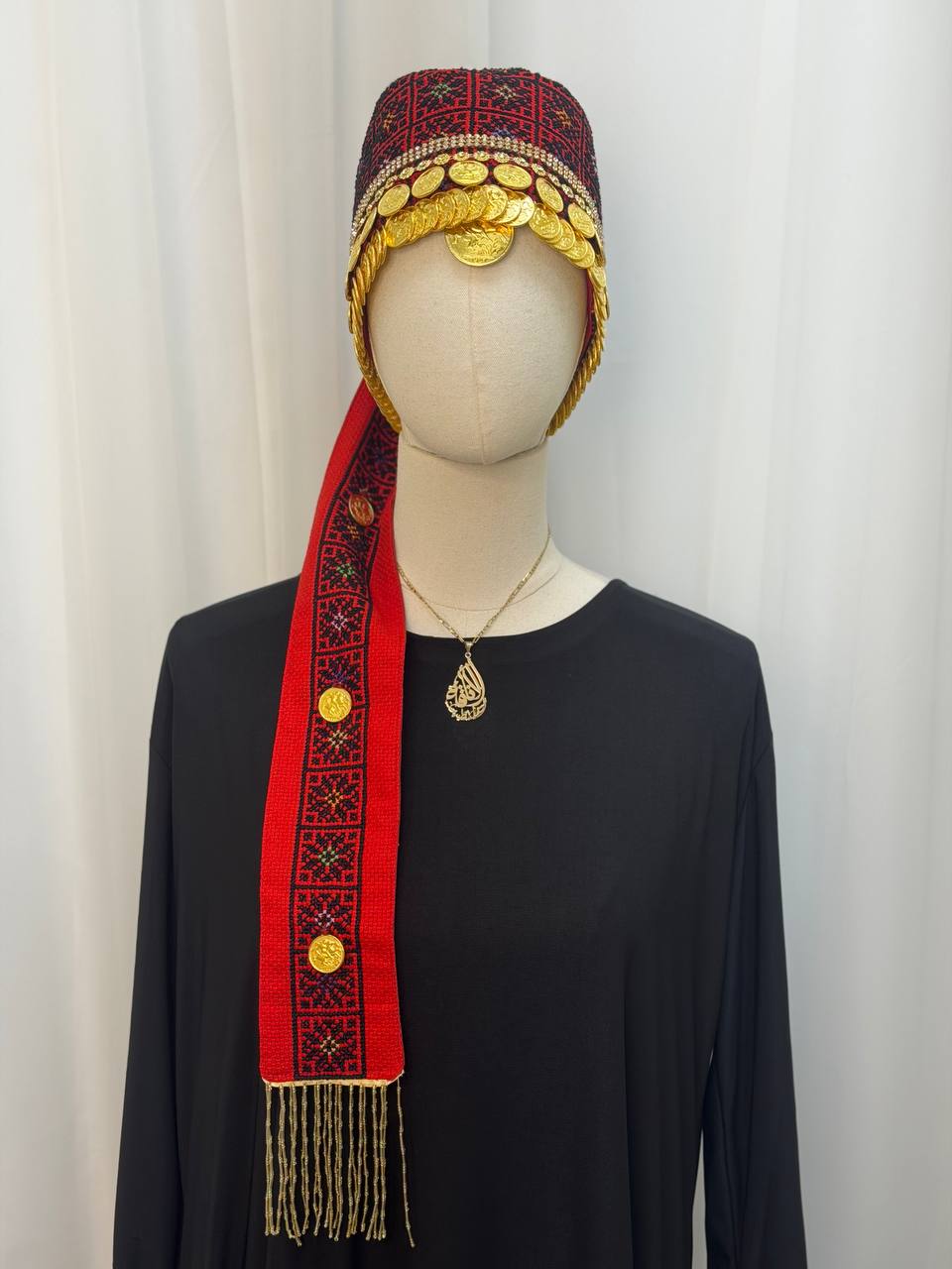 Asayel – Palestinian Hand-Embroidered Coin Headpiece