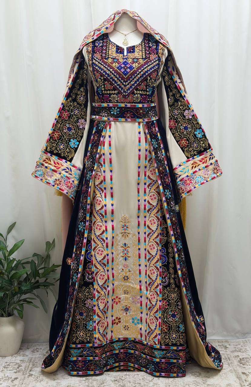 Malika – Luxury Palestinian Embroidered 4-Piece Thobe Set