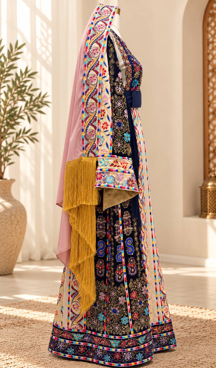 Malika ā Luxury Palestinian Embroidered 4-Piece Thobe Set