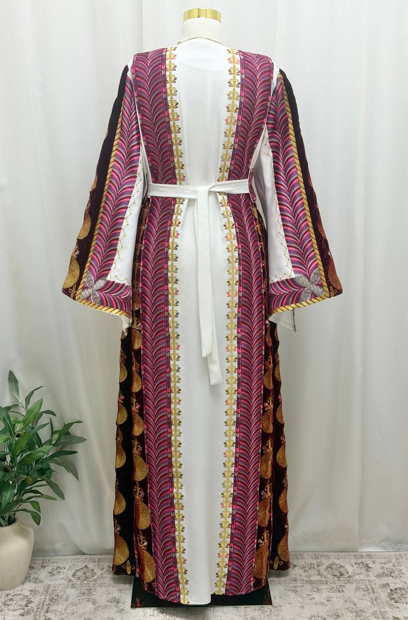 Al Maliha – Palestinian Embroidered Thobe with Tie Belt